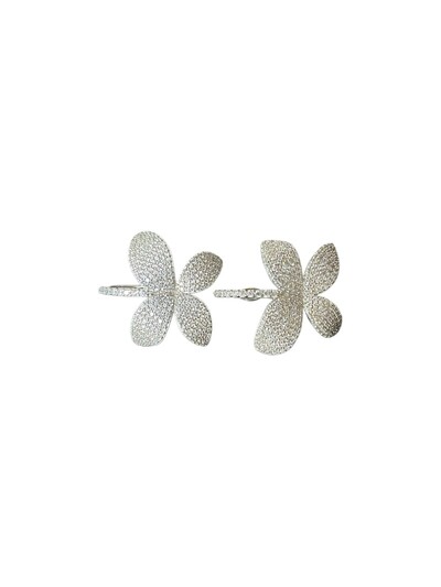 Foto Brinco Quatro Pétalas Ear bling Micro Cravação Prata 925 Ródio