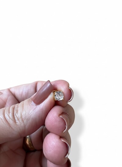 FotoBrinco solitário cartier zircônia 5 mm Prata 925 Ouro 18 k