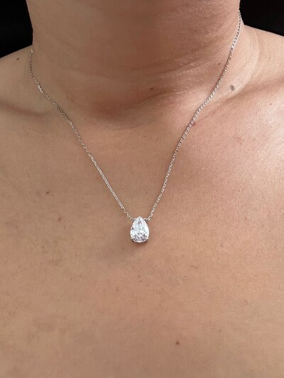 FotoColar Gota zircônia M Prata 925 Ródio