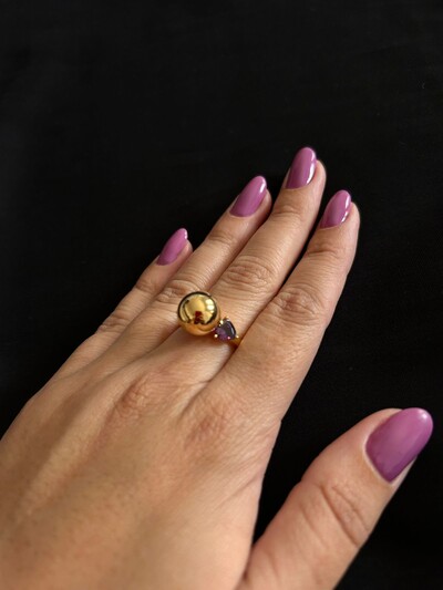 FotoAnel Bola Ametista Prata 925 Ouro 18 k