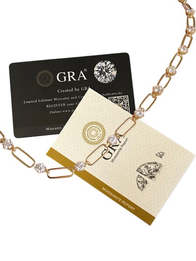 Foto Colar Moissanite elo e pedra com alongador Prata 925 Ouro 18 k
