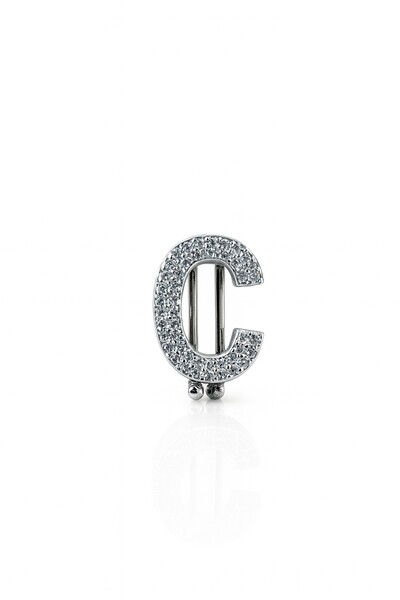 Foto Pingente Pin letra C zircônia Prata 925 Ródio