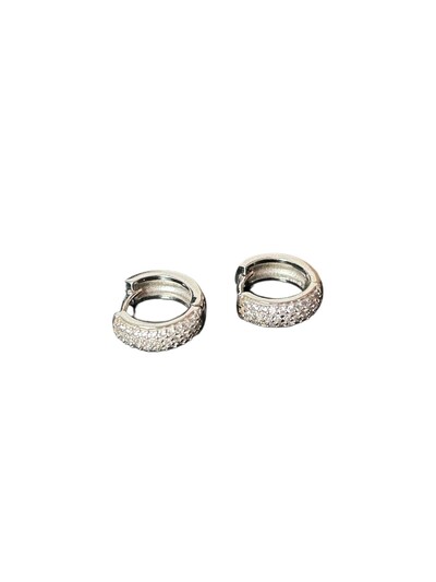 Foto Brinco Argola Zircônia Pavê Prata 925 Ródio