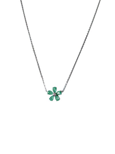 Foto Colar 1 Flor Turmalina Prata 925 Ródio