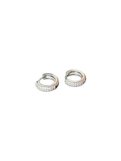 Foto Brinco Argola Zircônia Pavê Prata 925 Ródio