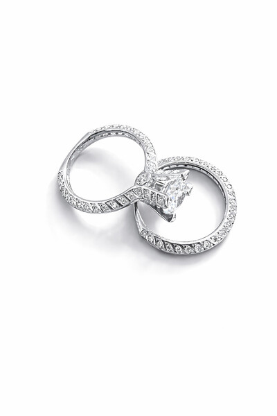 Foto Anel Solitário 2 em 1 zircônia 7 mm Prata 925 Ródio