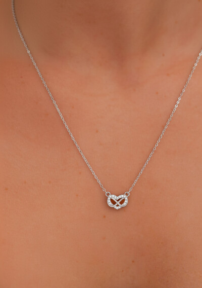 FotoColar coração cravejado infinito Prata 925 Ródio