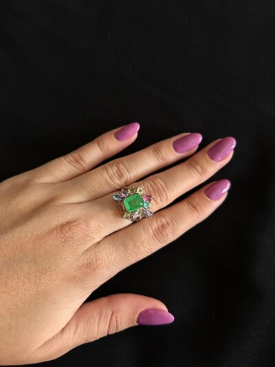 FotoAnel Esmeralda Quadrado Fusion Prata 925 Ródio