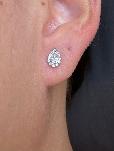 FotoBrinco Gota zircônia borda P Prata 925 Ródio