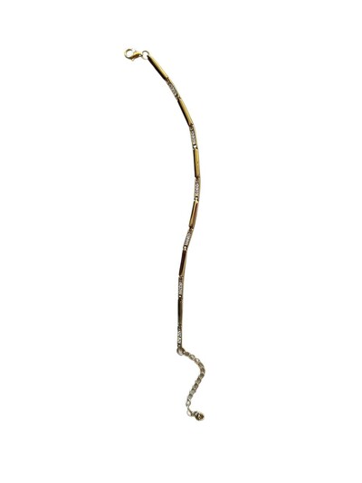 Foto Pulseira canutilho e zircônia com alongador Prata 925 Ouro 18 K