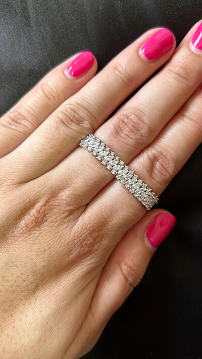 FotoAnel dois dedos zircônia navete Prata 925 Ródio