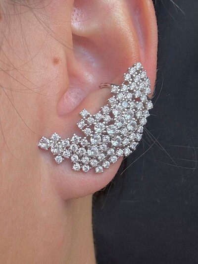 FotoBrinco Ear cuff Zircônia Prata 925 Ródio