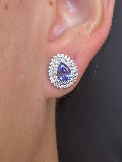FotoBrinco Gota Tanzanita fusion e zircônia Prata 925 Ródio