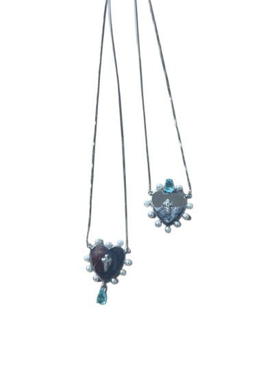 Foto Colar Escapulário fusion turmalina light pérola zircônia Prata 925 Ródio