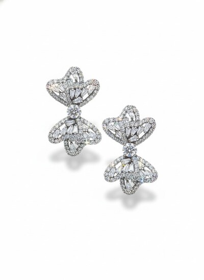 Foto Brinco Laço zircônia navete Prata 925 Ródio