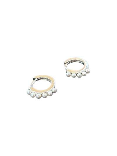 Foto Brinco Argola 11mm Pérola 2mm Prata 925 Ródio