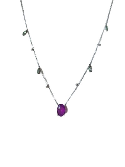 Foto Colar ametista fusion Pérolas penduradas Oval Prata 925 Ródio