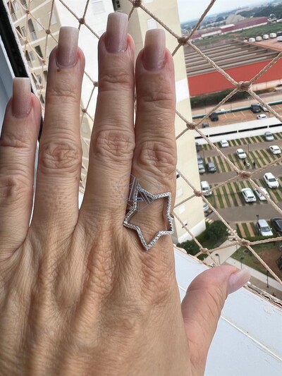 Foto Anel Estrela vazada Prata 925 Ródio