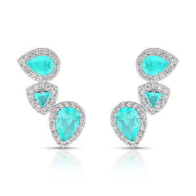 Foto Brinco Ear Cuff três gotas turmalina zircônia Prata 925 Ródio