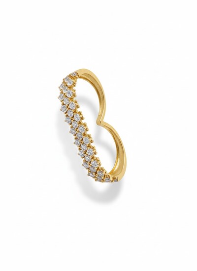 Foto Anel dois dedos zircônia Prata 925 Ouro 18 k