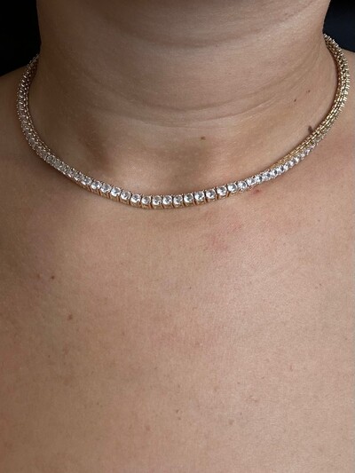 FotoColar Riviera 4 garras 3mm 40 cm Prata 925 ouro 18 k
