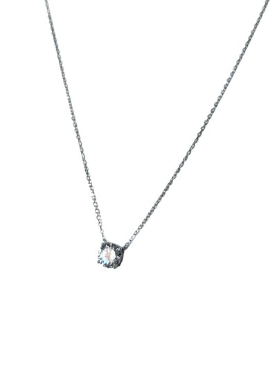 Foto Colar Ponto 8 mm zircônia Prata 925 Ródio