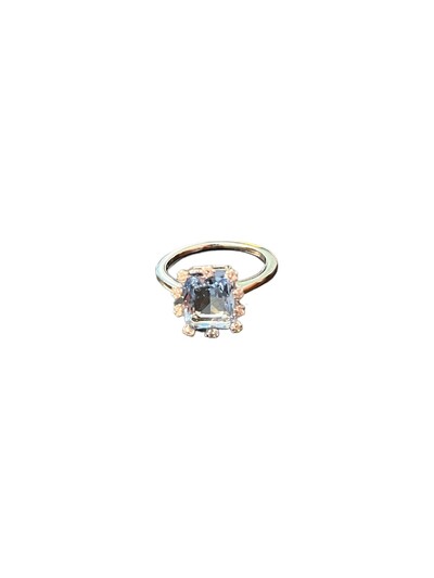 Foto Anel Quadrado cristal azul Prata 925 Ródio