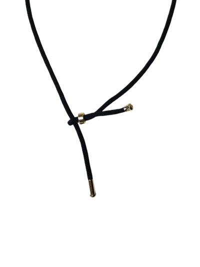 Foto Colar Fio preto Ponteira Prata 925 Ouro 18k