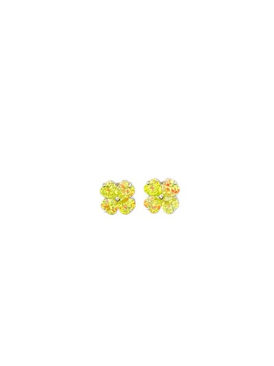 Foto Brinco Flor Zircônia Limão G Prata 925 Ródio