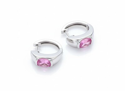 Foto Brinco Argola topázio rosa Prata 925 Ródio