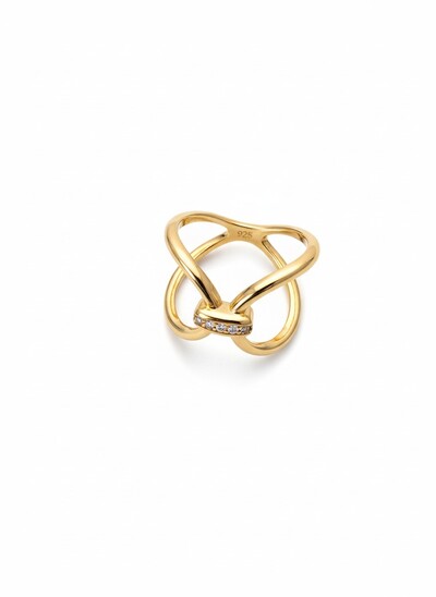 Foto Anel X zircônia Prata 925 Ouro 18 k