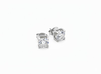 Foto Brinco Solitário Cartier zircônia 8 mm Prata 925 Ródio