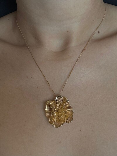 FotoColar Flor Renda Prata 925 Ouro 18 K