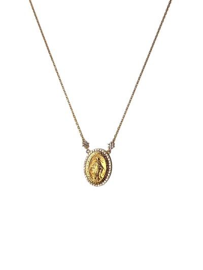 Foto Colar Nossa Senhora Milagrosa zircônia Prata 925 Ouro 18 k