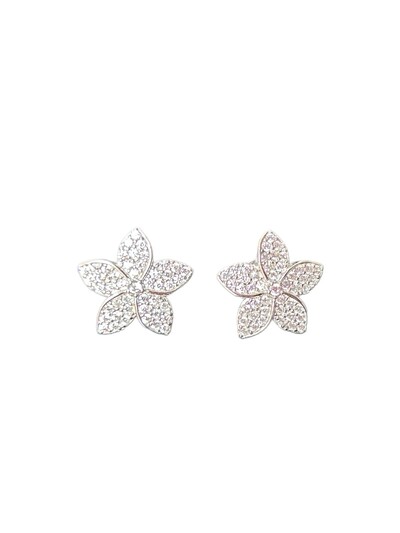 Foto Brinco Flor zircônia 4 pétalas Prata 925 Ródio