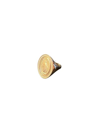Foto Anel Nossa Senhora oval aberto zircônia Prata 925 Ródio
