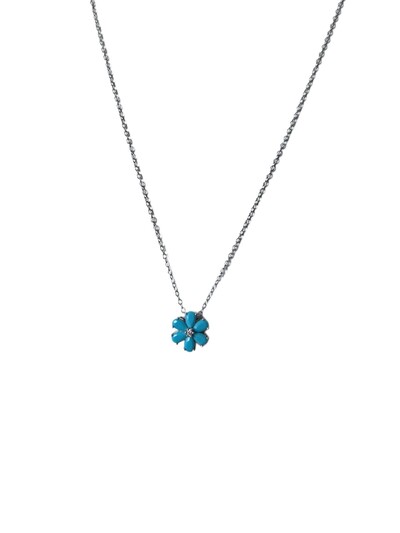 Foto Colar flor turquesa Prata 925 Ródio