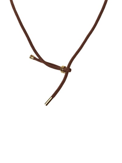Foto Colar Fio Marrom Ponteira Prata 925 Ouro 18 k