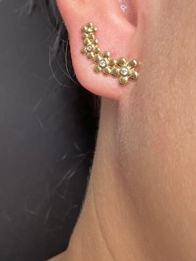 FotoBrinco Ear cuff quatro flores Prata 925 Ouro18k
