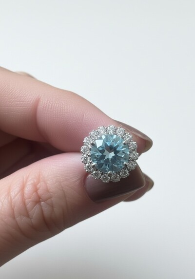 FotoBrinco Redondo trapézio Aquamarine Ice Cut Prata 925 Ródio