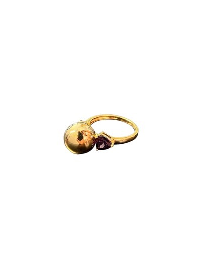 Foto Anel Bola Ametista Prata 925 Ouro 18 k
