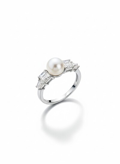 Foto Anel pérola e zircônia Prata 925 Ródio