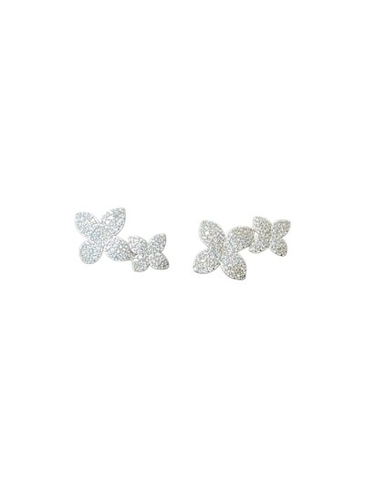 Foto Brinco flor Ear cuff duas flores micro cravação Prata 925 Ródio