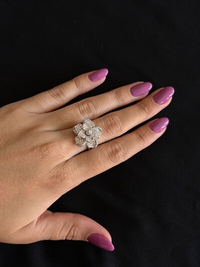 FotoAnel Flor micro cravação Prata 925 Ródio