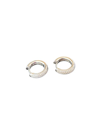 Foto Brinco Argola Zircônia fino M Prata 925 Ródio