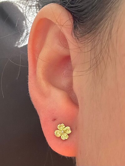 FotoBrinco Flor Zircônia Limão P Prata 925 Ródio