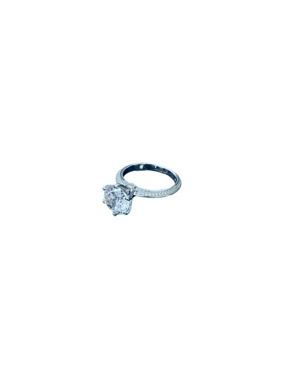 Foto Anel Solitário Zircônia Garras Cravejadas Prata 925 Ródio