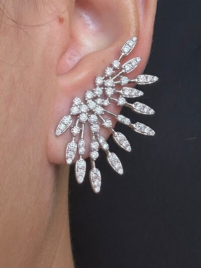 FotoBrinco Ear cuff Asa zircônia Prata 925 Ródio