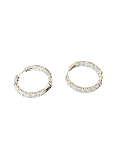 Foto Brinco Argola Flor Zircônia Prata 925 Ródio