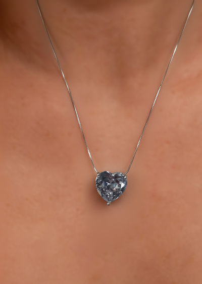 FotoColar coração zircônia branca Prata 925 Ródio